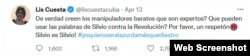 Cuesta pide un "respetón" por su admirado cantautor Silvio Rodríguez.