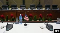 Sala del Palacio de Convenciones de La Habana, donde tuvieron lugar las conversaciones en enero de 2015.