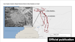 Radares y sistemas de vigilancia estadounidenses detectaron un avión sirio que dejaba caer bombas cerca de un hospital en el área de Jan Sheijun, provincia de Idlib, dijeron funcionarios de la administración Trump