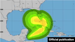 Mapa de los vientos de la depresión tropical Eta. Tomado de nhc.noaa.gov