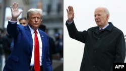  A sus 81 años, Biden (der.) es el presidente de mayor edad en la historia de Estados Unidos, mientras que Trump (izq.), de 77 años, está acusado en cuatro casos penales.