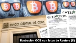 Criptomonedas en Cuba. (Ilustración OCB con fotos de Reuters)