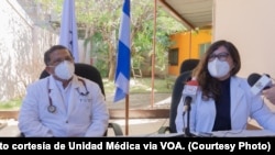 Miembros de la Unidad Médica Nicaragüense en conferencia de prensa. Foto cortesía de Unidad Médica.