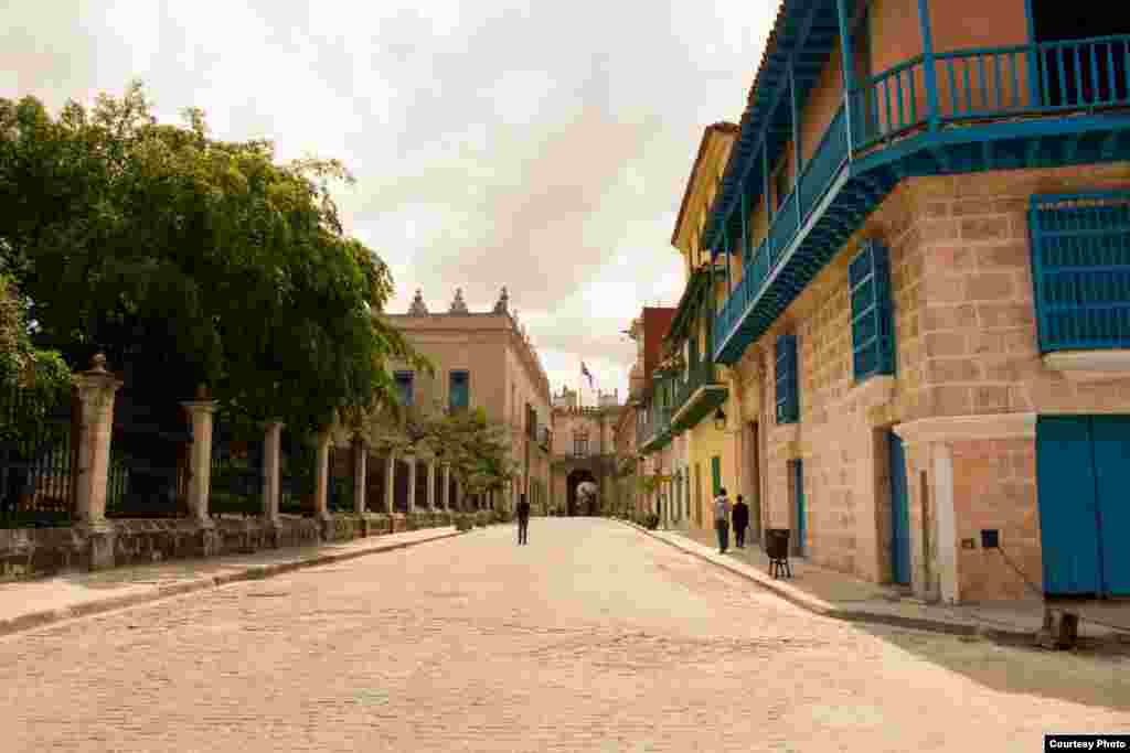 Calle por donde pasará Obama en la Habana Vieja, a las 3:00 p.m. del domingo 20 de marzo.