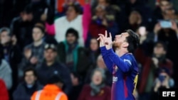 Messi celebra su gol ante el Celta de Vigo.