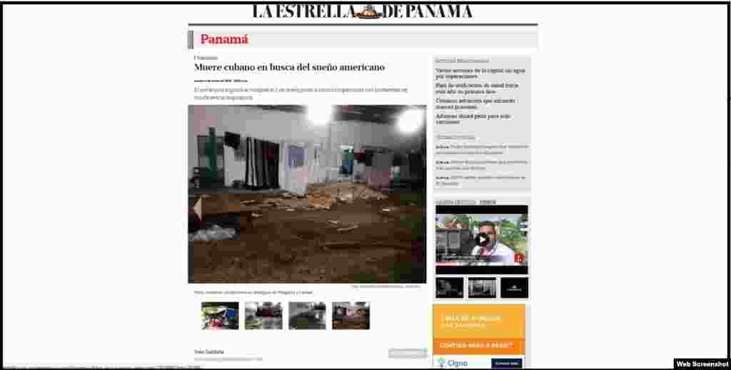 El diario &quot;La estrella&quot; informó el martes 5 de enero de 2015 la muerte de un cubano por afecciones respiratorias en Paso Canoas, Panamá.