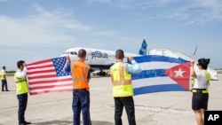 El vuelo inaugural de Jet Blue a Santa Clara el 31 de agosto de 2016.