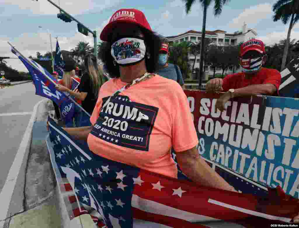 Exiliados cubanos, nicarag&#252;enses y venezolanos dan calurosa bienvenida al presidente Donald Trump, durante la visita que realizara en la ma&#241;ana de este viernes a la ciudad del Doral.