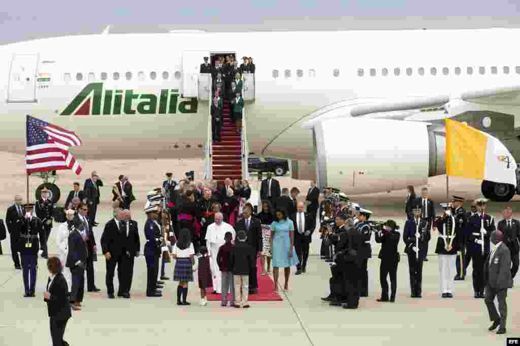 Recibimiento del papa Francisco a su llegada a Estados Unidos