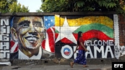 La capital birmana, Yangon, mientras esperaba la visita de Barack Obama la semana entrante. 